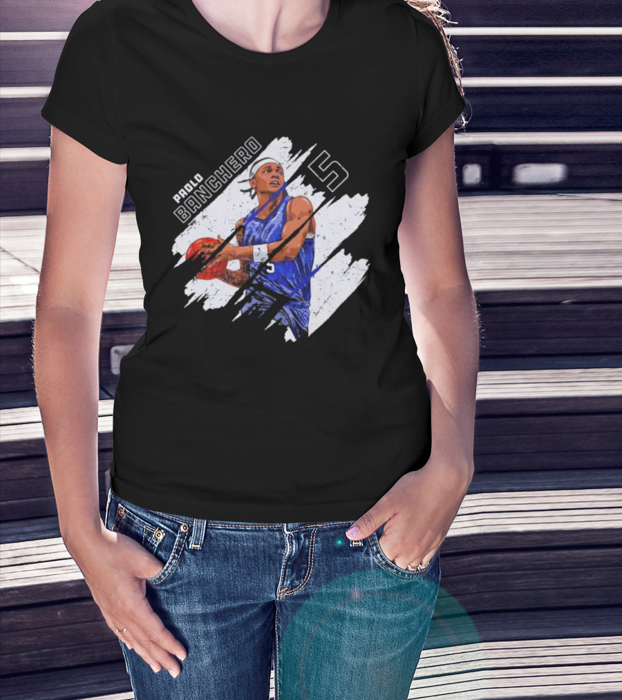Orlando Magic Paolo Banchero Number 5 Signature Basketball Player Image T-Shirt