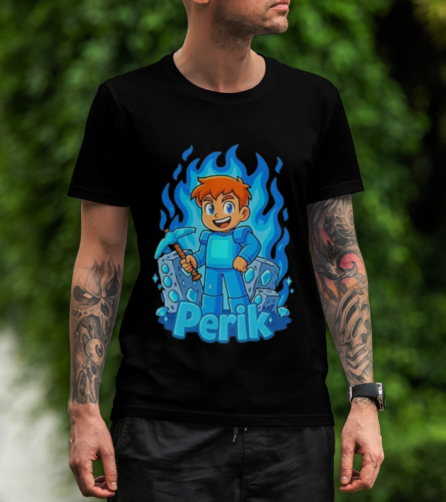 Perik Diamant Blue Flame Miner Character T-Shirt