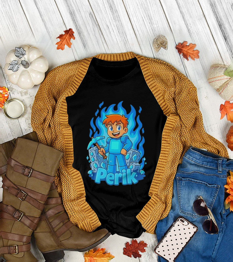 Perik Diamant Blue Flame Miner Character T-Shirt