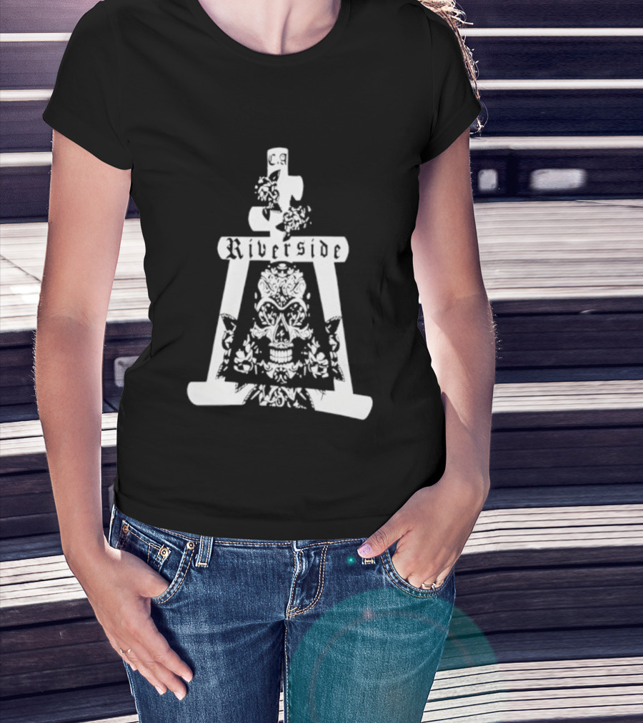 Riverside California Mission Inn Bell Skull Design T-Shirt