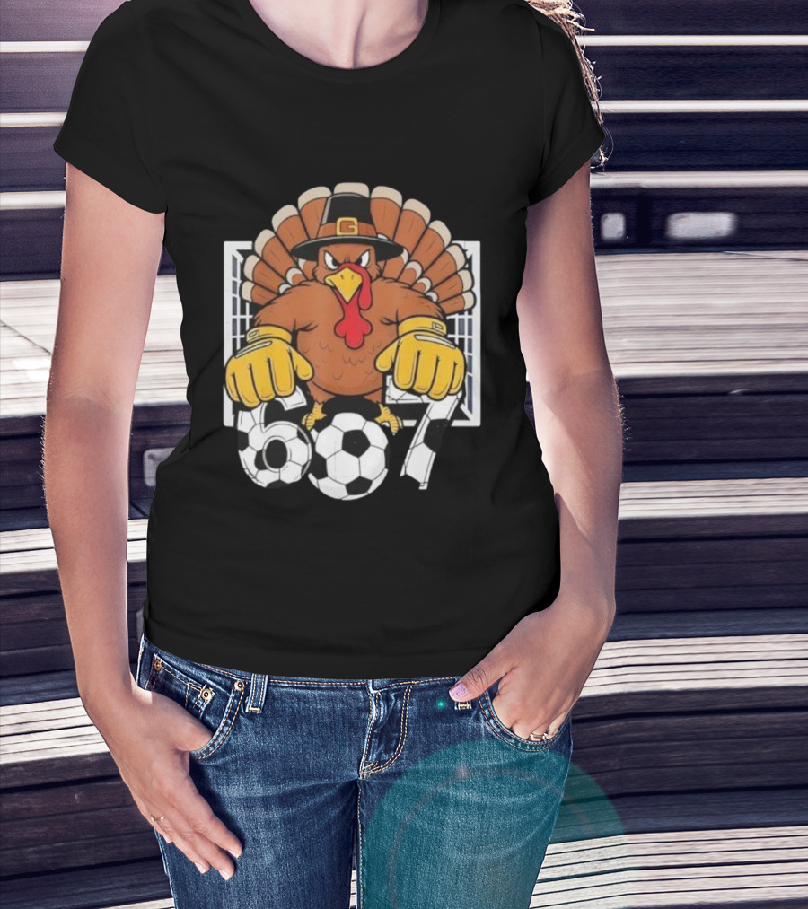 Turkey Soccer Goalie 67 Six Seven Boys Thanksgiving T-Shirt