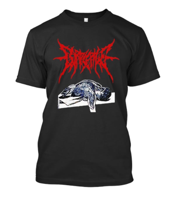 Corpse Pile Horror Extreme Metal Distressed Text Graphic T-Shirt