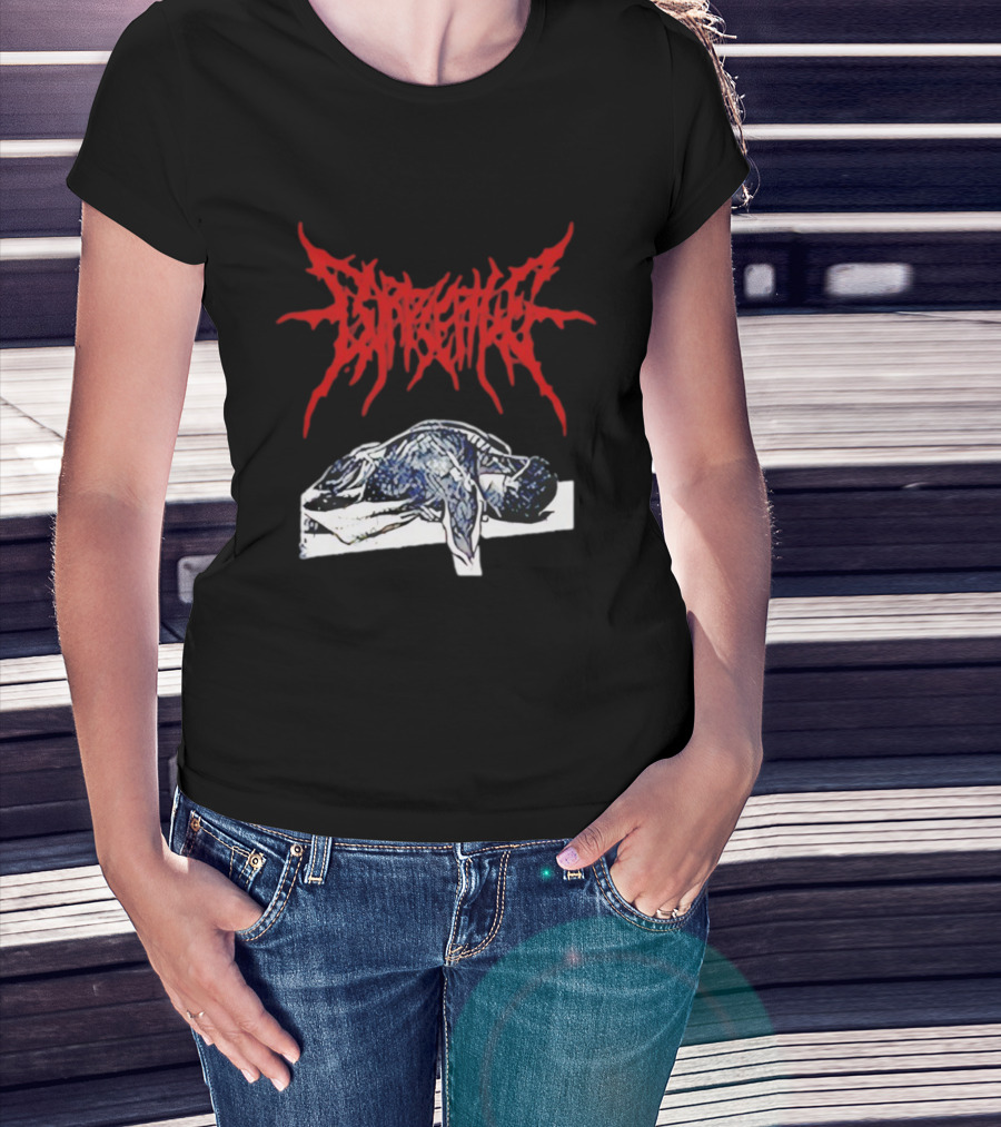 Corpse Pile Horror Extreme Metal Distressed Text Graphic T-Shirt