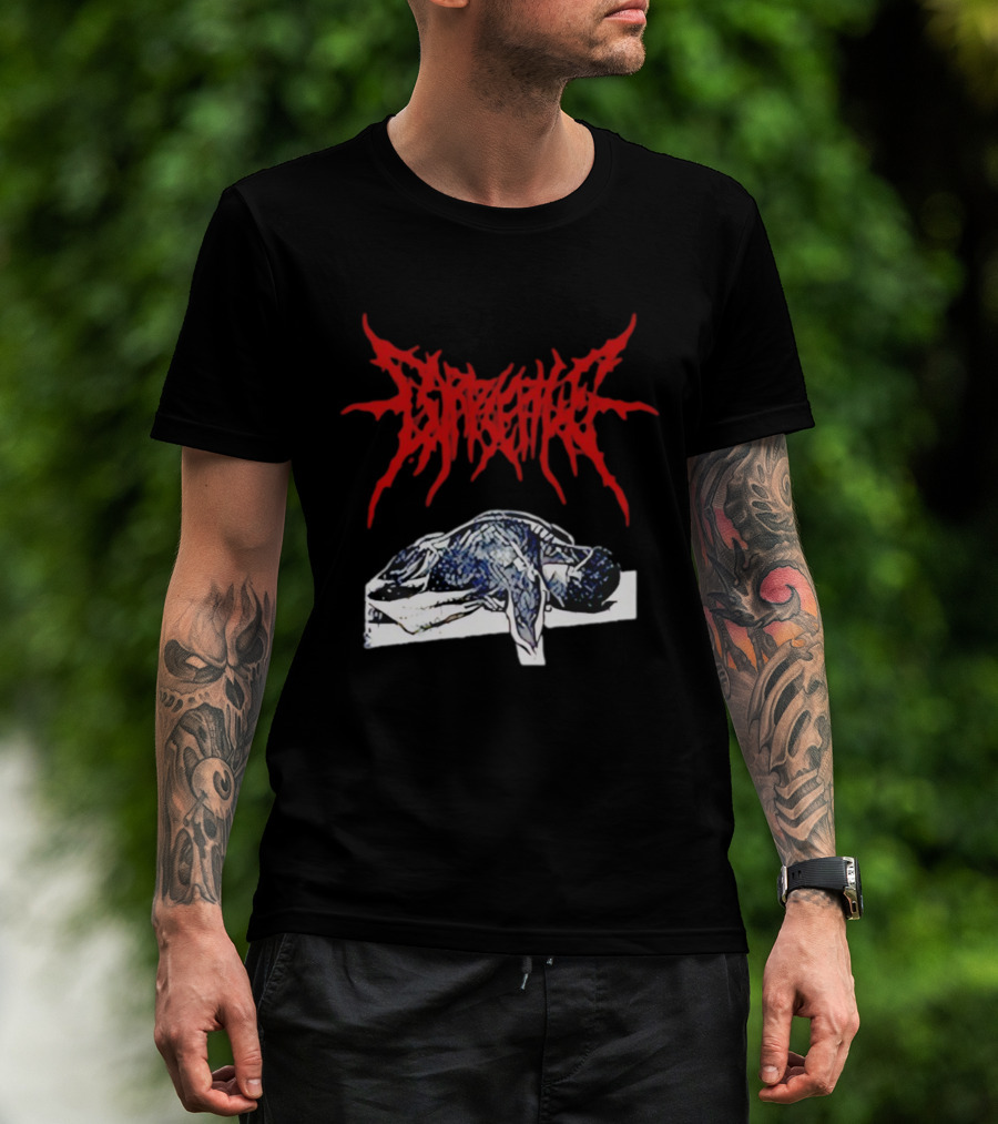 Corpse Pile Horror Extreme Metal Distressed Text Graphic T-Shirt