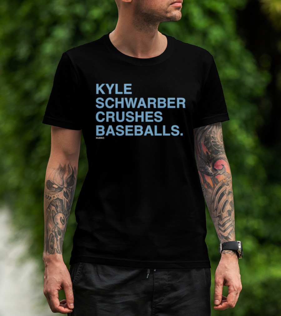 Kyle Schwarber Crushes Baseballs Bold Text Sports Design T-Shirt