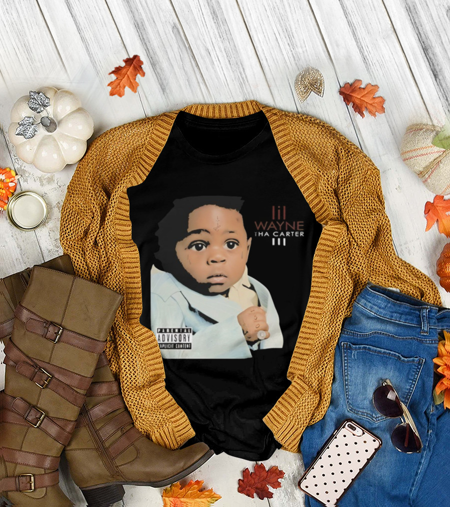 Lil Wayne Tha Carter III Album Cover Baby with Parental Advisory Explicit Content T-Shirt