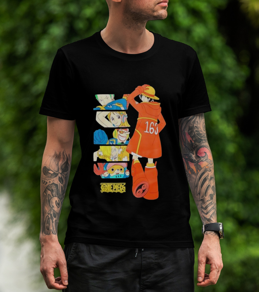 Monkey D. Luffy Firefighter Outfit With One Piece Crew Characters 163 T-Shirt