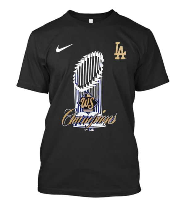 Los Angeles Dodgers 2025 WS Champions Trophy Nike LA T-Shirt