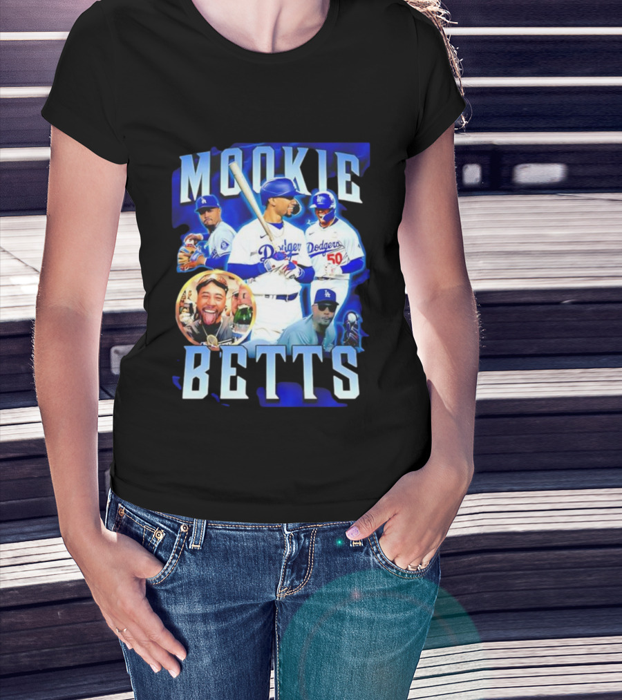 Mookie Betts LA Dodgers Player Collage T-Shirt