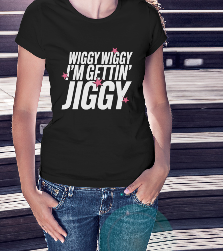 Wiggy Wiggy I'm Gettin' Jiggy Pink Stars T-Shirt