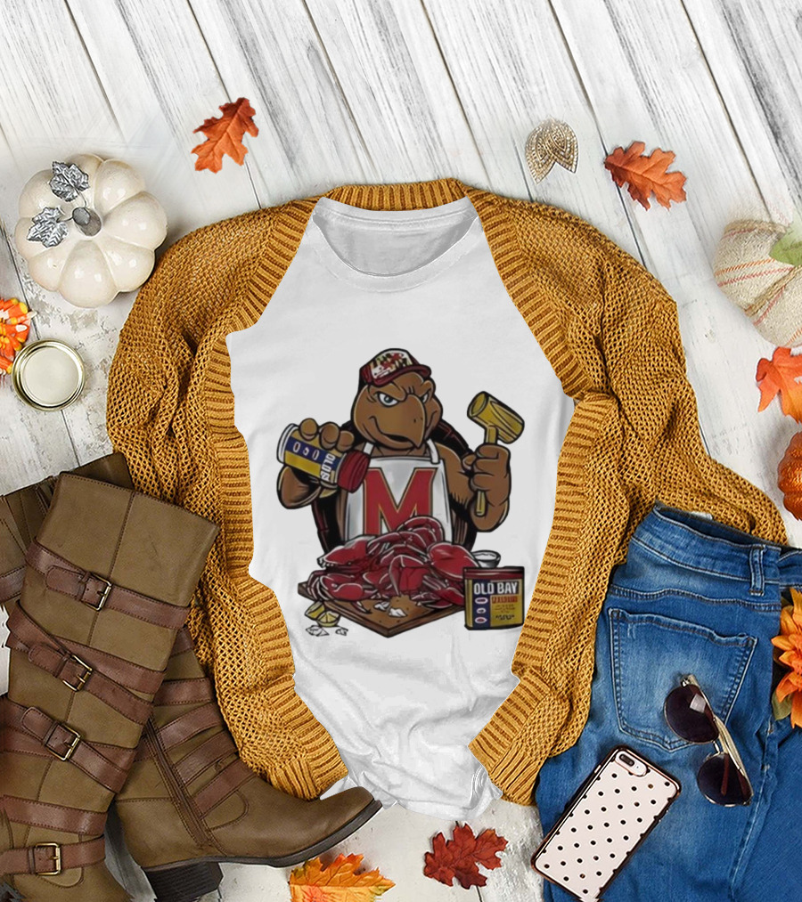 Maryland Terrapins Testudo Old Bay Crab Picking Maryland Pride T-Shirt