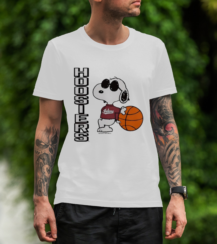 Indiana Hoosiers Peanuts Joe Cool Snoopy Basketball Fan Apparel T-Shirt