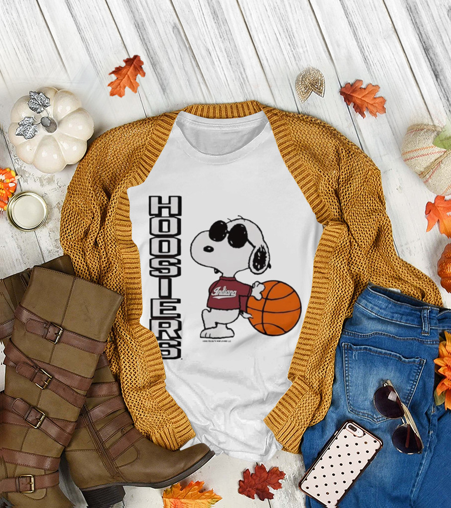 Indiana Hoosiers Peanuts Joe Cool Snoopy Basketball Fan Apparel T-Shirt