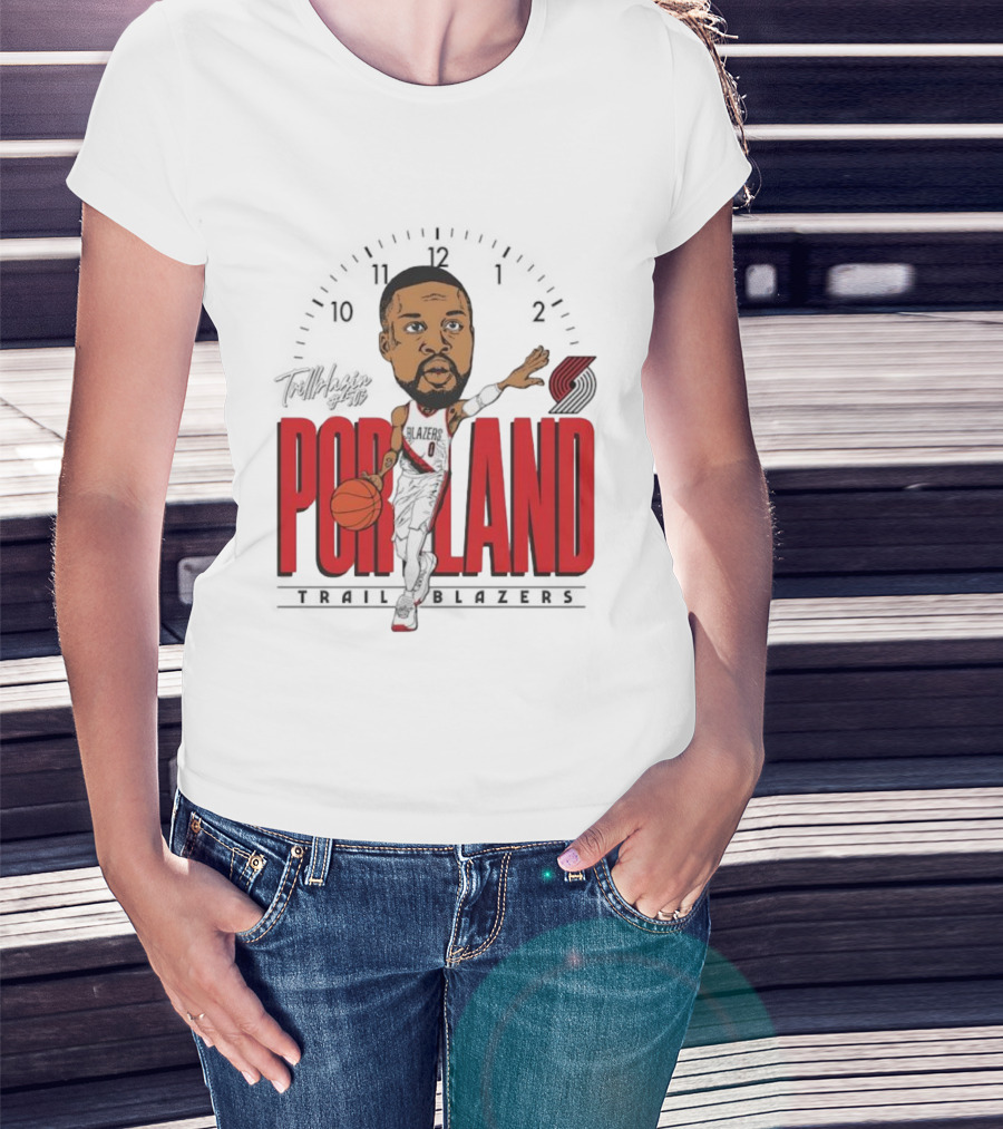 Portland Trail Blazers Cartoon Basketball Player Logo T-Shirt