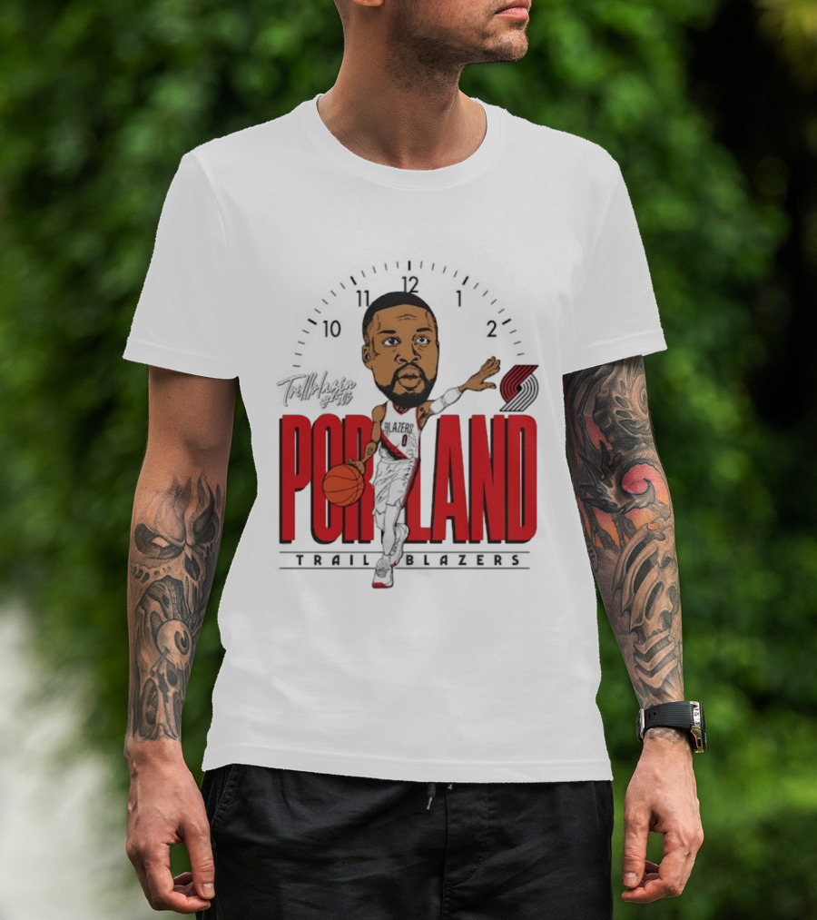 Portland Trail Blazers Cartoon Basketball Player Logo T-Shirt