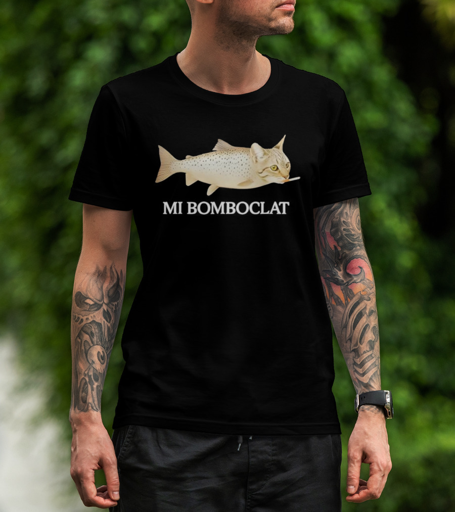 Bomboclat Fish Cat Meme Smoking Cigarette T-Shirt