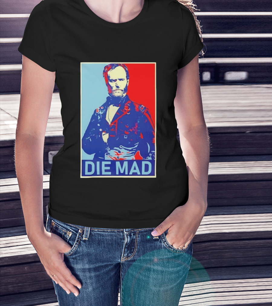 Die Mad Sherman Essential Bold Political Art Red Blue Portrait T-Shirt