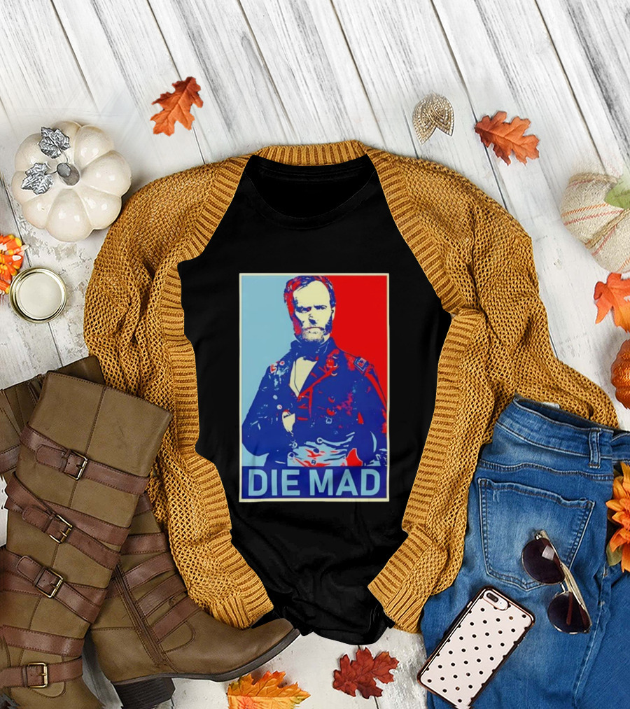 Die Mad Sherman Essential Bold Political Art Red Blue Portrait T-Shirt