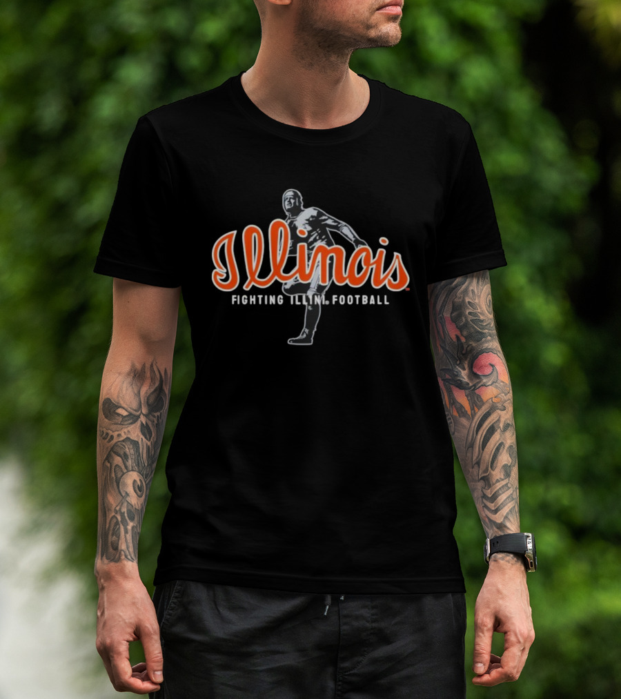 Fighting Illini Illinois Football Vintage Player Icon T-Shirt