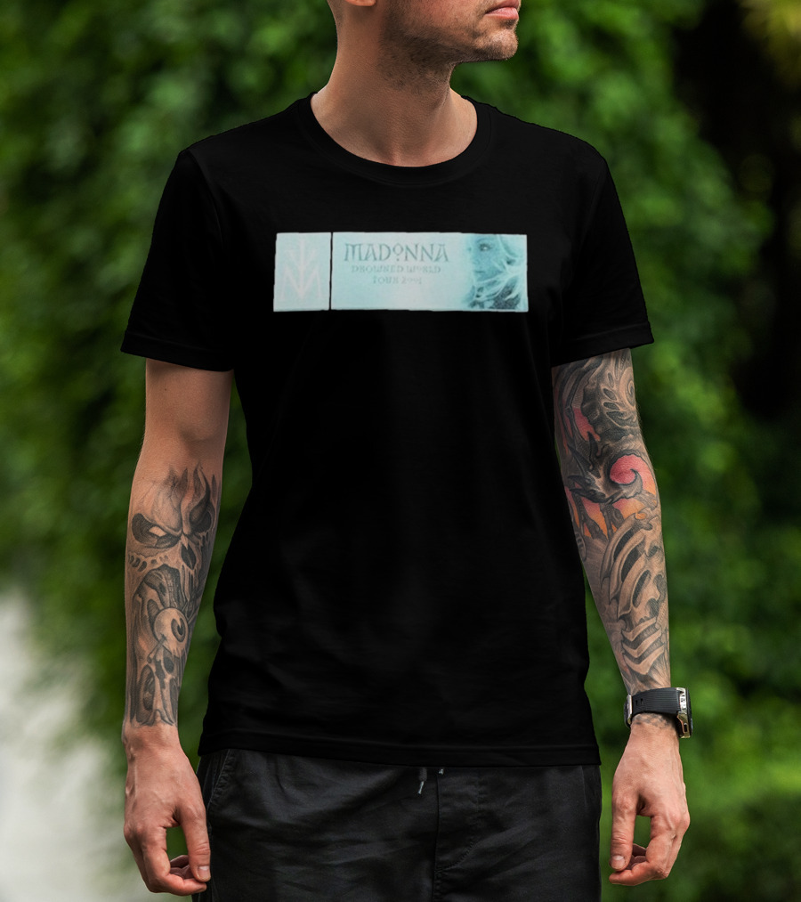 Madonna Drowned World Tour 2001 Blue Aesthetic Album Art T-Shirt