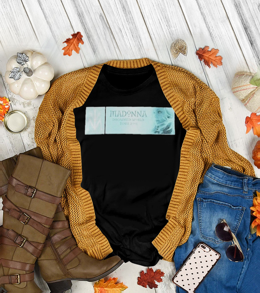 Madonna Drowned World Tour 2001 Blue Aesthetic Album Art T-Shirt