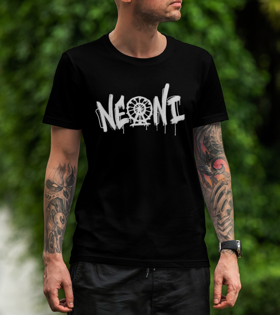 Neoni Ferris Wheel Dripping Graffiti Style Text T-Shirt
