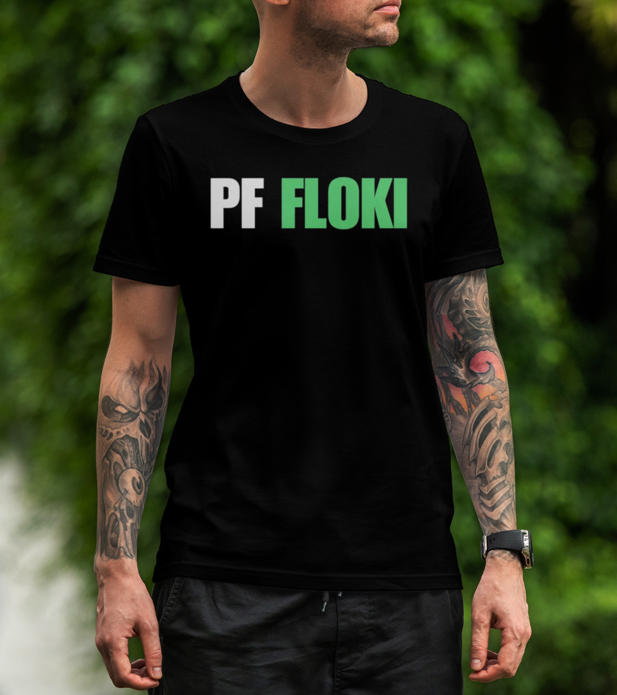 PF Floki Green And White Bold Text T-Shirt