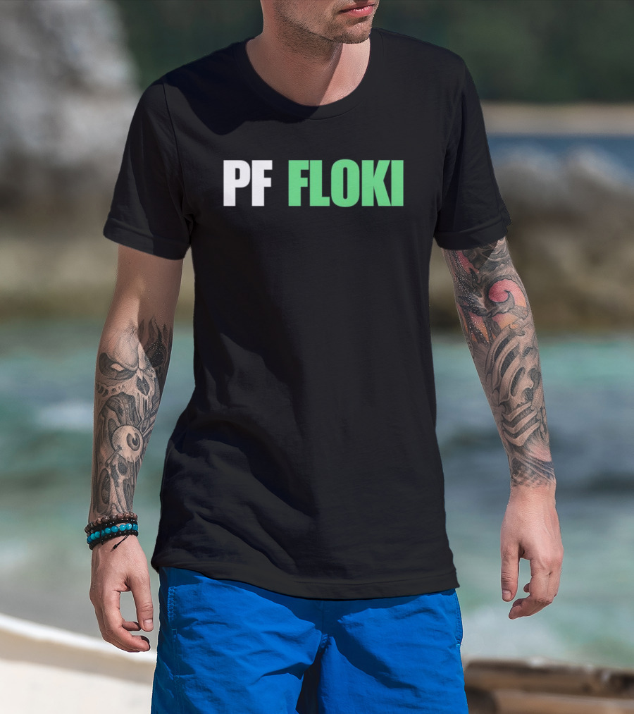 PF Floki Green And White Bold Text T-Shirt
