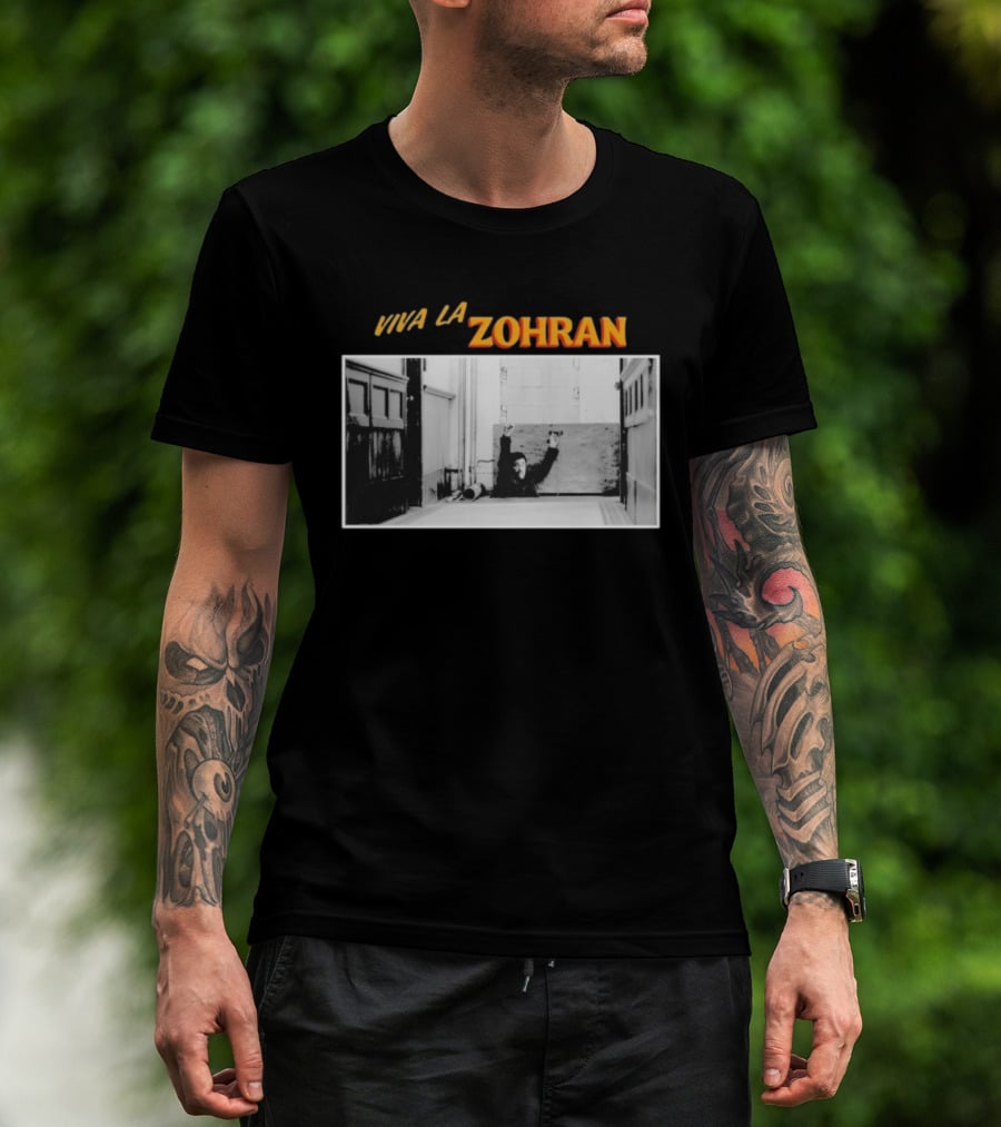 Viva La Zohran Zohran Mamdani Black And White Hallway Enthusiastic Expression T-Shirt
