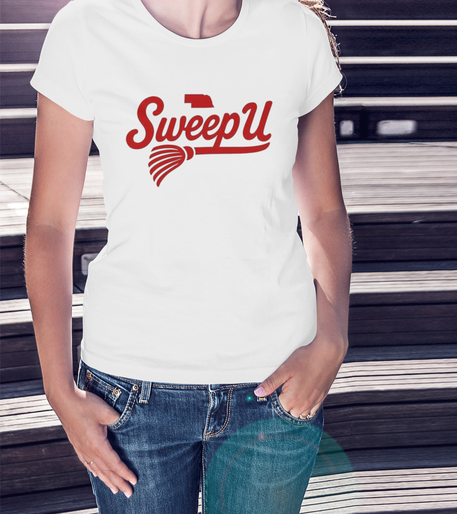 Sweep U Nebraska Cornhuskers Volleyball Broom Logo T-Shirt