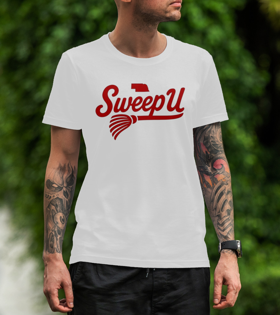 Sweep U Nebraska Cornhuskers Volleyball Broom Logo T-Shirt