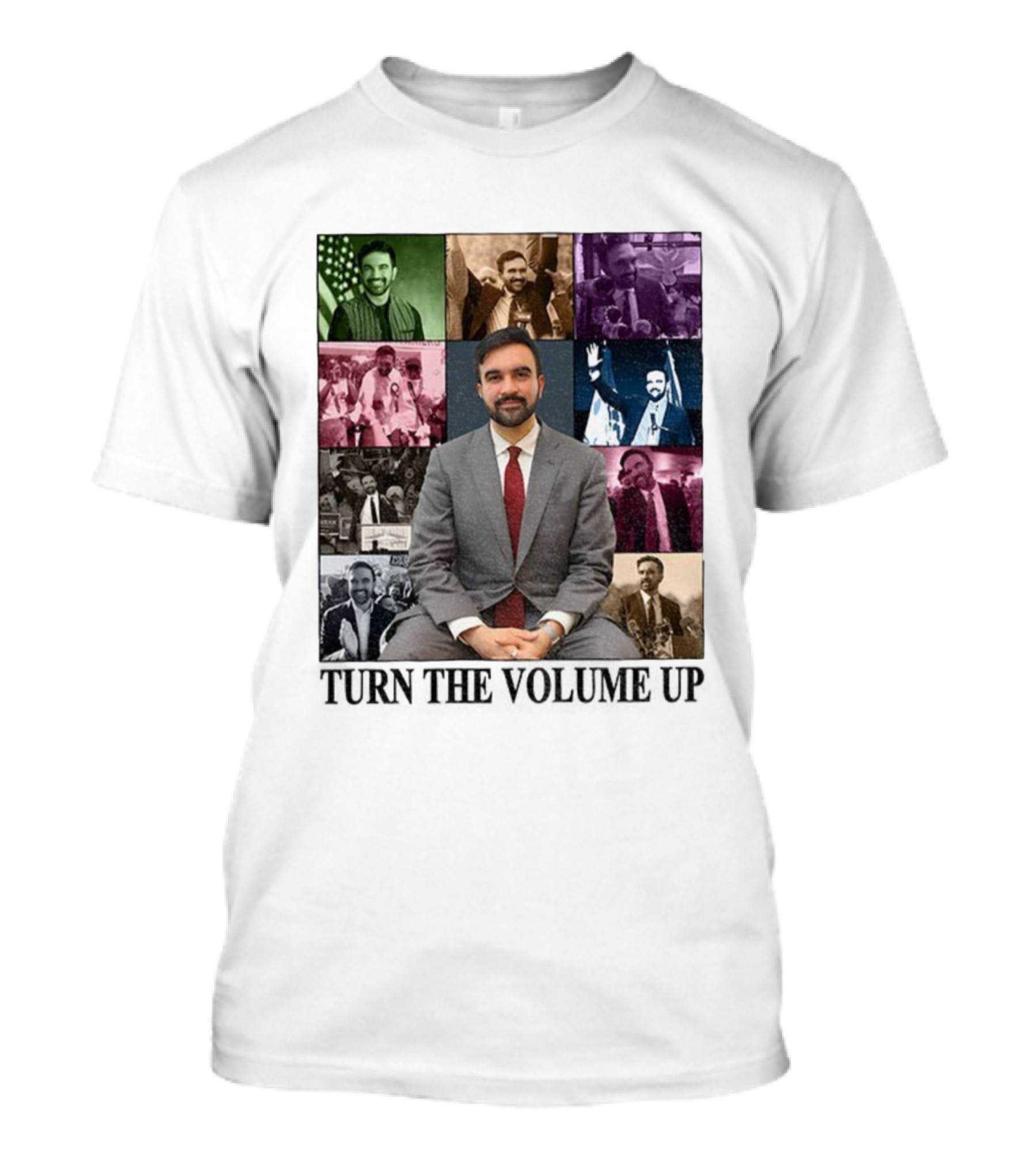 Zohran Mamdani Turn The Volume Up NYC 2026 The Eras Tour Vintage Portrait Collection T-Shirt