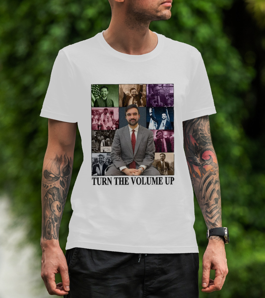 Zohran Mamdani Turn The Volume Up NYC 2026 The Eras Tour Vintage Portrait Collection T-Shirt