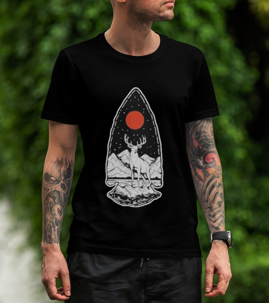 Black Rifle Coffee Deer Arrowhead Mountains And Night Sky T-Shirt
