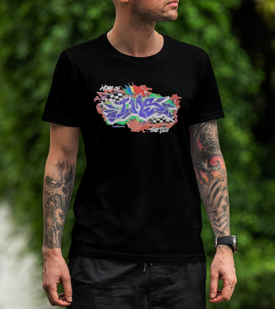 Home Of IMS The 500 Graffiti Checkered Flags Racing Indianapolis Motor Speedway T-Shirt