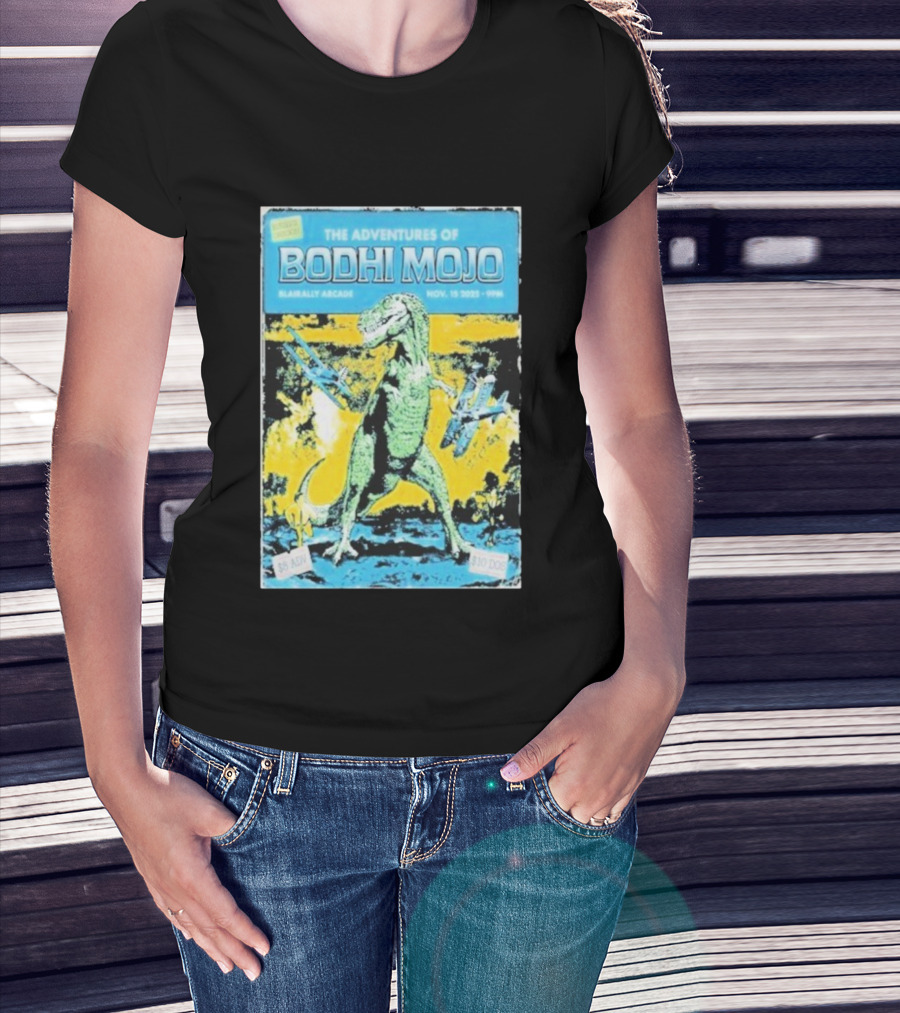 The Adventures Of Bodhi Mojo Nov 15 2025 Blairally Arcade Dinosaur Event T-Shirt