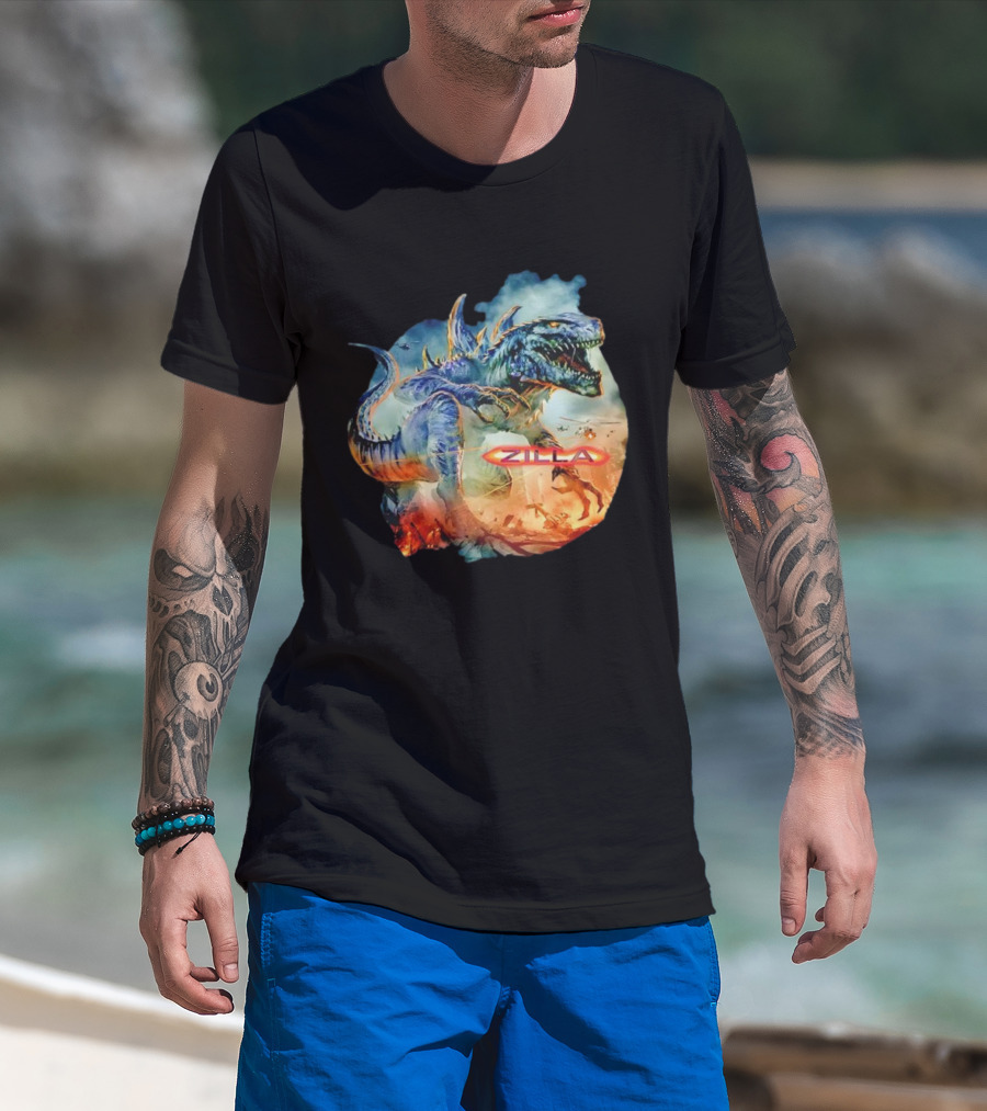 Zilla Monster Mania Epic Battle Chaos Scene T-Shirt