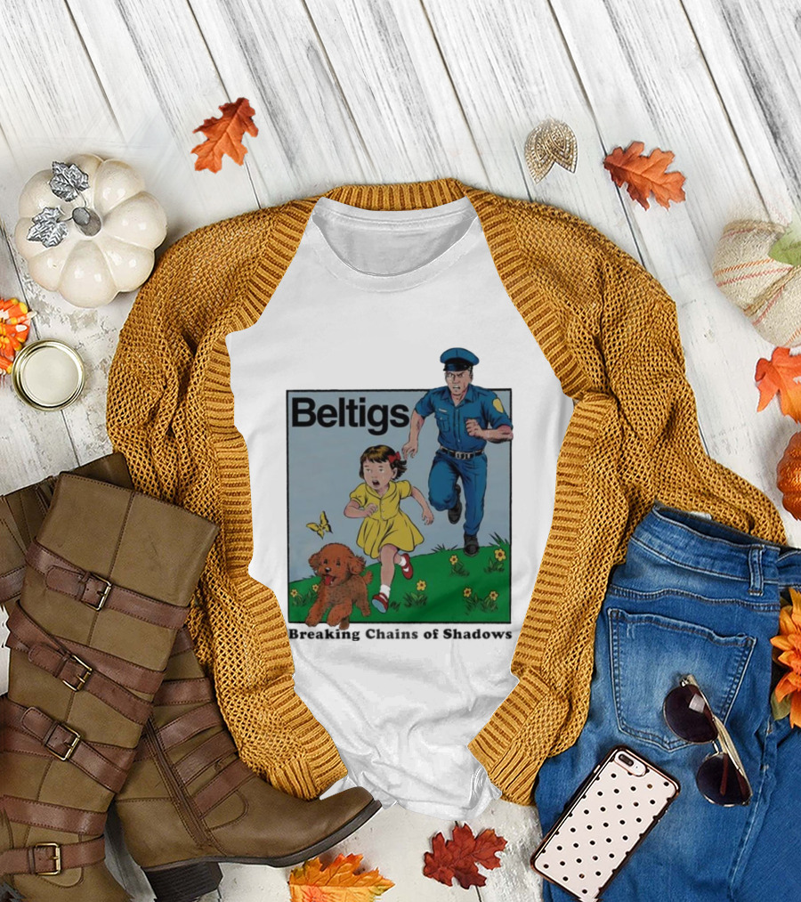 Beltigs Escape Run with Policeman Girl Dog and Butterfly T-Shirt