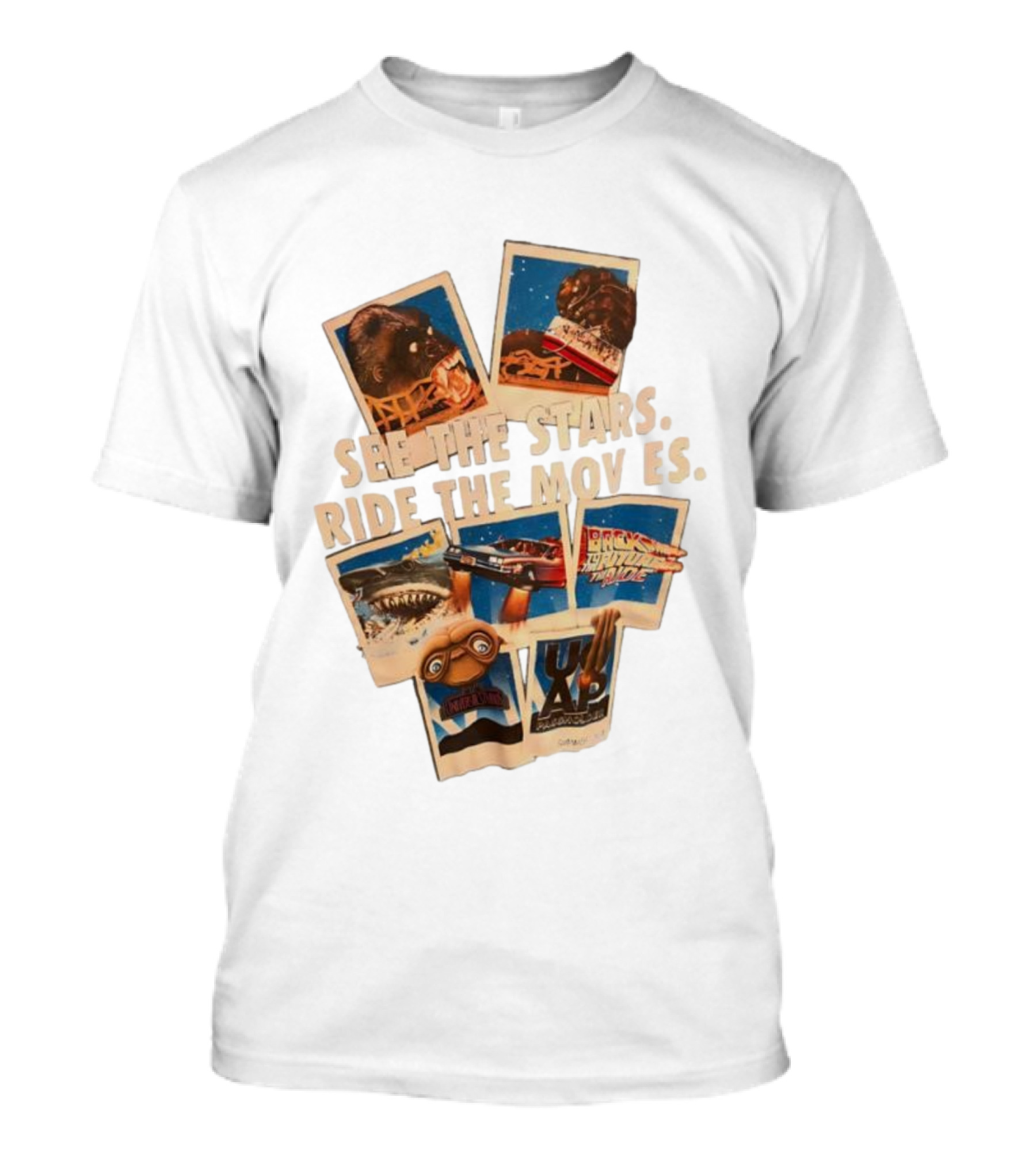 See The Stars Ride The Movies King Kong Jaws E.T. Back To The Future Raiders Of The Lost Ark T-Shirt