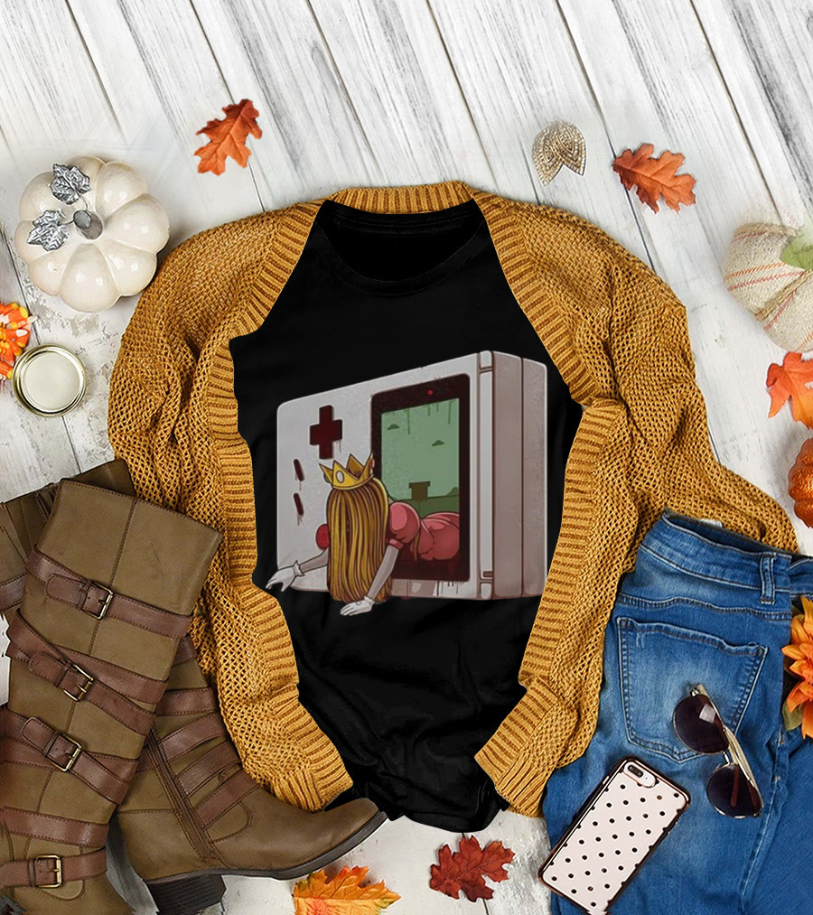 Princess Peach Exiting Classic Handheld Console Adventure T-Shirt