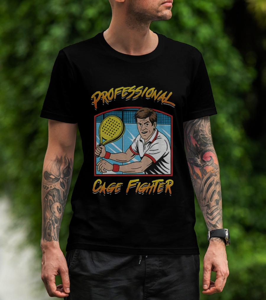 PROFESSIONAL CAGE FIGHTER PADEL Tennis Player Retro Style T-Shirt