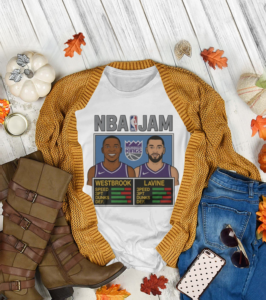NBA Jam Westbrook LaVine Sacramento Kings Speed 3PT Dunks DEF T-Shirt