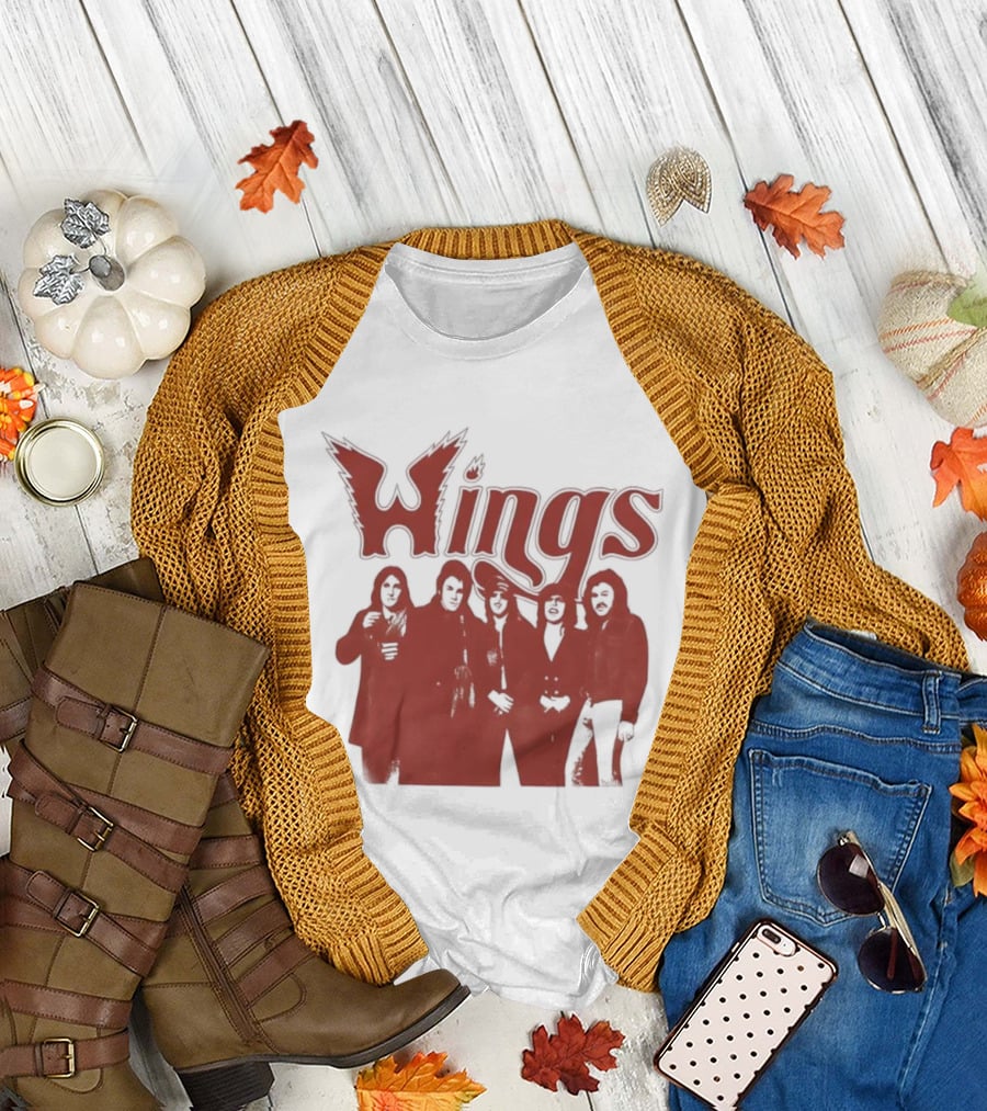 Wings Band Silhouette with Winged Font T-Shirt