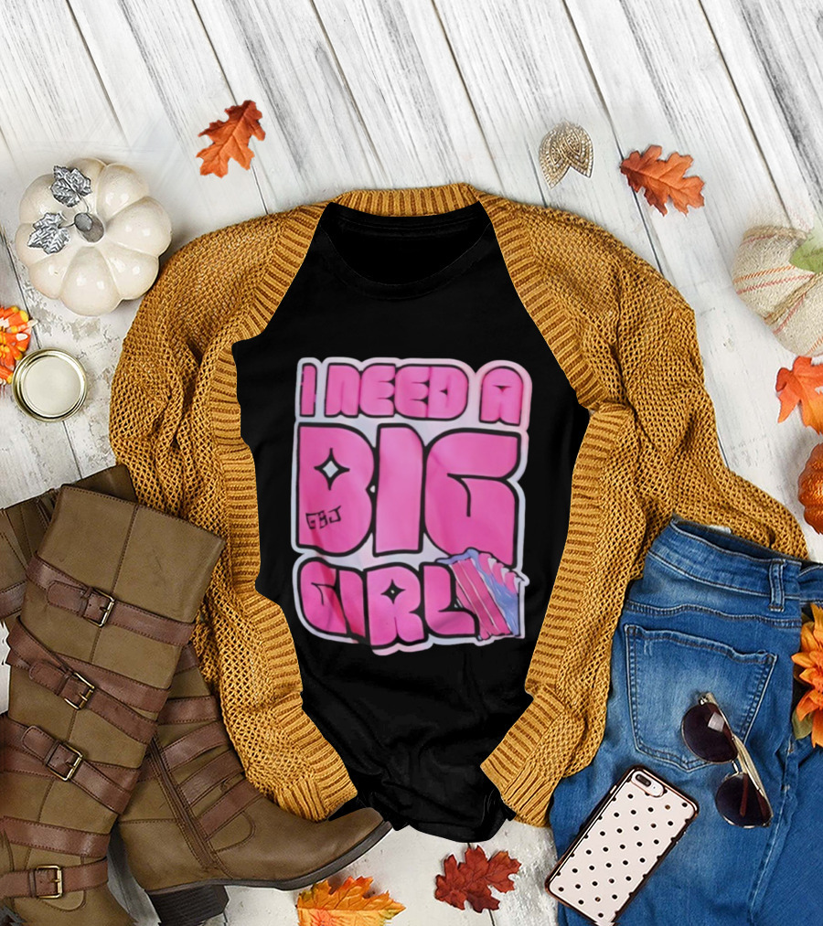 I Need A Big Girl XXL Bold Pink Block Letters and Stars T-Shirt