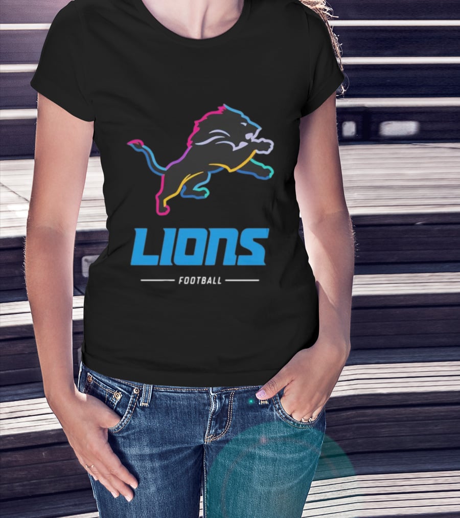 Lions Football Colorful Lion Graphic T-Shirt