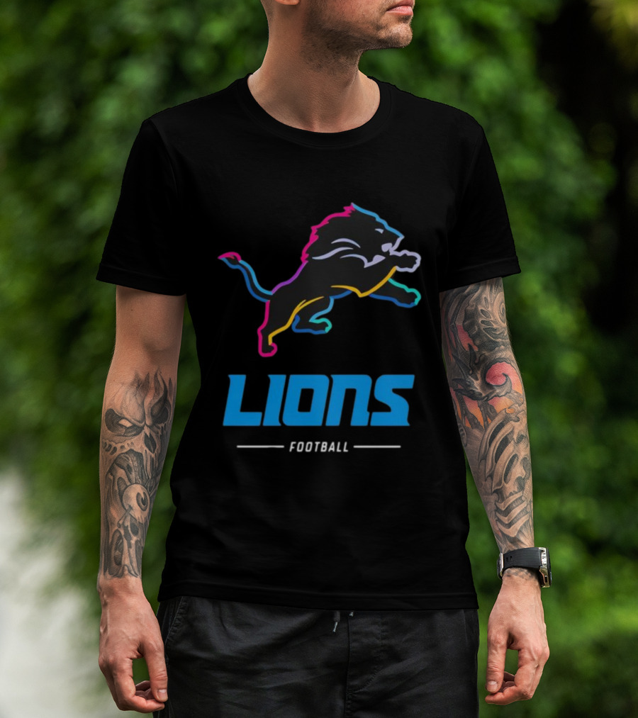 Lions Football Colorful Lion Graphic T-Shirt
