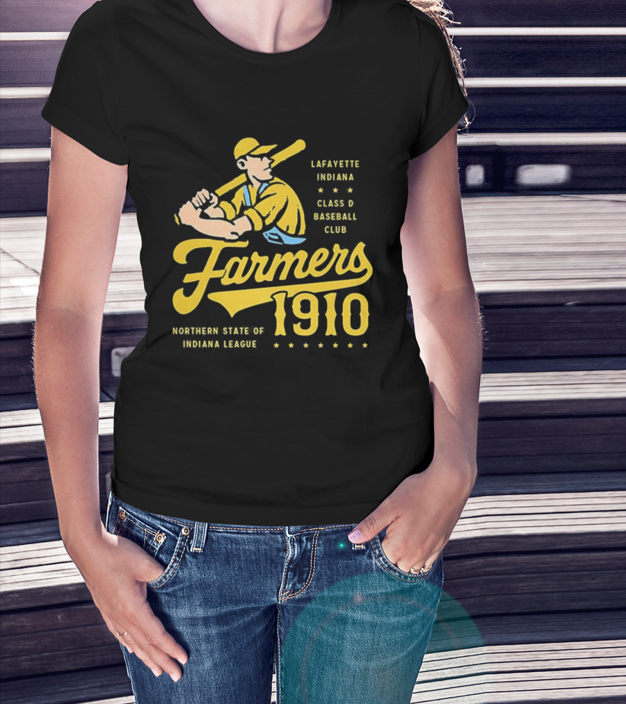 Farmers 1910 Lafayette Indiana Class D Baseball Club Northern State Of Indiana League Retro T-Shirt