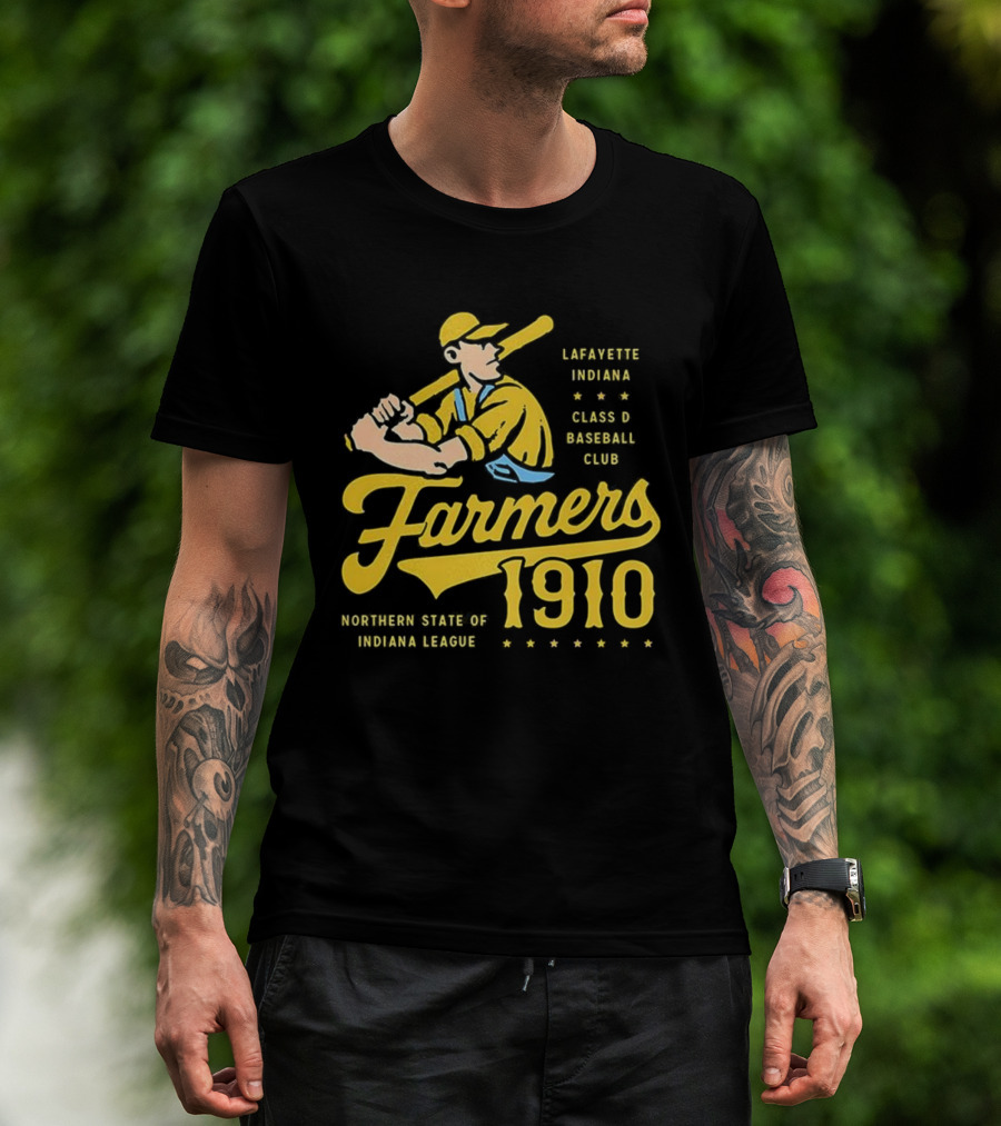 Farmers 1910 Lafayette Indiana Class D Baseball Club Northern State Of Indiana League Retro T-Shirt