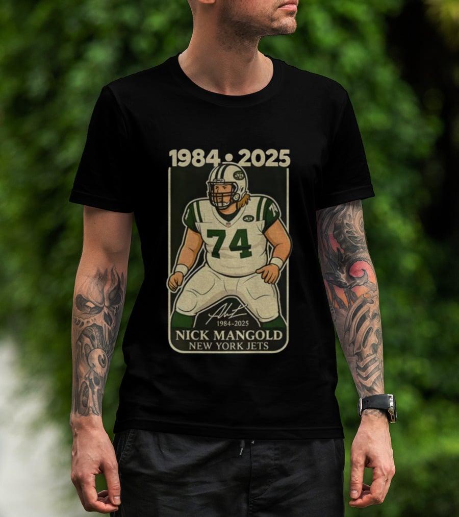 1984-2025 Nick Mangold 74 New York Jets Football Legend Signature T-Shirt