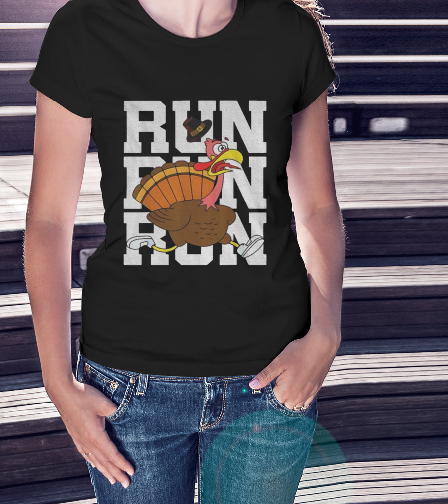 RUN RUN RUN Turkey Trot Thanksgiving 5K Race T-Shirt